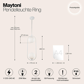 Подвесной светильник Maytoni Ring MOD013PL-02W, белый