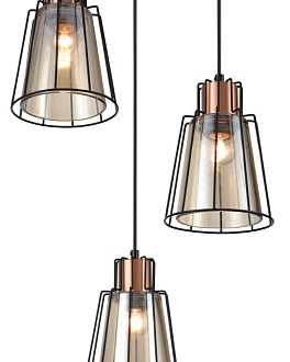 Подвесной светильник  30*170 см, 3*E27 черный, медь Vele Luce Carisma VL6462P03