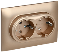 SKANDY Розетка 2-я с з/к без з/ш 16А сб. SK-R08Sa песоч. IEK, SK-R21-16-K98-F