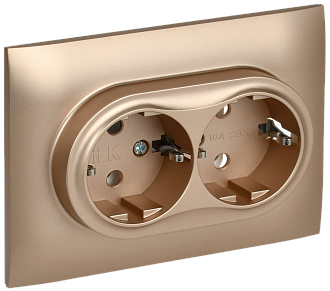 SKANDY Розетка 2-я с з/к без з/ш 16А сб. SK-R08Sa песоч. IEK, SK-R21-16-K98-F
