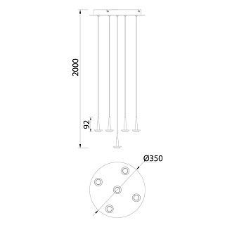 Люстра подвесная 35*200 см, 5*LED*5W, 3000K, Mantra Andromeda MAN8932, золотой