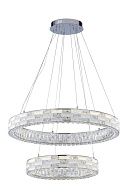 Люстра Ø800 (500) x H120(1420), мм, 130W 4000K, CHROME+CLEAR (Хром + Прозрачный Хрусталь) NewRgy 6014R/130W CHROME+CLEAR