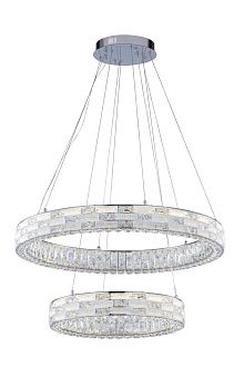 Люстра Ø800 (500) x H120(1420), мм, 130W 4000K, CHROME+CLEAR (Хром + Прозрачный Хрусталь) NewRgy 6014R/130W CHROME+CLEAR