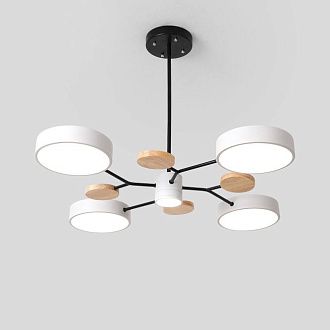 Люстра на штанге MEADE 5 lamps White 69*69*60 см, 5*LED*16W, 4000K, ImperiumLoft MEADE-01, Чёрный, Бежевый