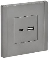 Розетка USB A+C 3,1А FP550 стальной IEK FORTE&PIANO, FP-U22-D31-K46