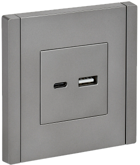 Розетка USB A+C 3,1А FP550 стальной IEK FORTE&PIANO, FP-U22-D31-K46