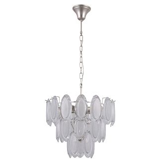 Люстра 41*41*85 см, 5*E14 Gerhort G21034/5CPSL WT, Серебро шампань;Белый полупрозрачный