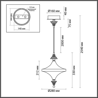 Подвес 1*LED*23W, 3000К, 2600lm Odeon Light Ula 5404/23L, бронзовый