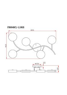 Светильник 85,5*46,5*12-12 см, 5*LED*10W, 4000K, Freya Тибо/Tibo FR6048CL-L10GB, Черный с Золотом