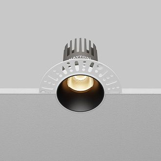Встраиваемый светильник 9*8 см, вр 6 см, *LED*9W, 3000K, Maytoni Dip DL124-10W-3K-TRS-B, Черный