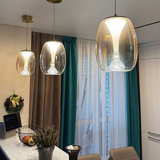 Светильник подвесной 20*28 см, 1 LED*8W, 4000 К, Divinare Campo 5874/07 SP-8, Янтарный