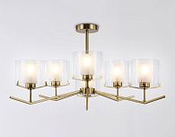 Люстра со стеклянными плафонами на штанге **42- см, 6*E14*40W, K, Ambrella Light High Light LH57008, латунь