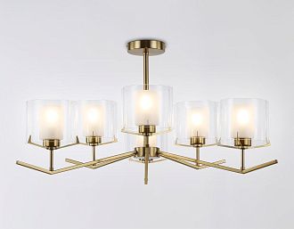 Люстра со стеклянными плафонами на штанге **42- см, 6*E14*40W, K, Ambrella Light High Light LH57008, латунь