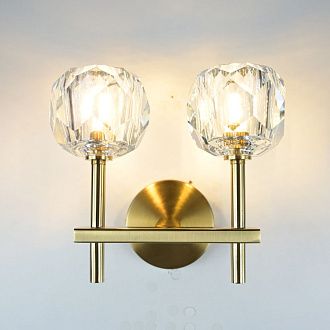 Бра Boule de Cristal Double Sconce Brass 16*13*22 см, 2*G9*40W, ImperiumLoft 44.233, Бронзовый