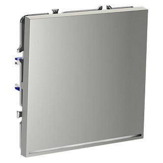 Проходной переключатель встраиваемый Voltum S70 одноклавишный с подсветкой 10А, сталь пластик Soft touch VLS010405