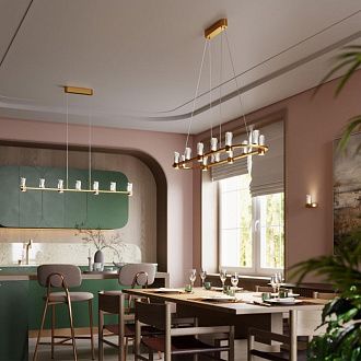 Подвесной светильник *5*200- см, 7*LED*40W, 3000K, Odeon Light Defance 7144/45L, бронзовый