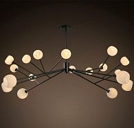 Люстра на штанге Last Night glass D130 130*130*49 см, 18*G4*3W, ImperiumLoft 40.524, Чёрный