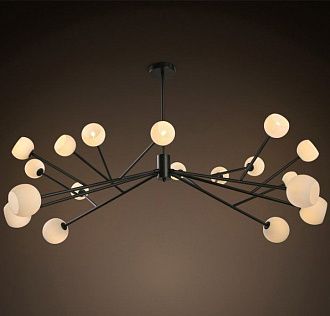 Люстра на штанге Last Night glass D130 130*130*49 см, 18*G4*3W, ImperiumLoft 40.524, Чёрный