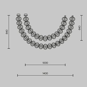 Подвесной светильник 153,7*84 см, LED*117W, 3000 К, Golden Cage MOD216PL-L42G3K Maytoni, Золото