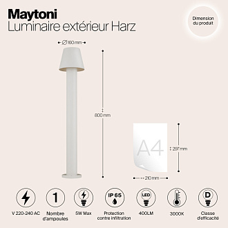 Светодиодный светильник 80 см, 5W, 3000K, Maytoni Harz O421FL-L5W, белый