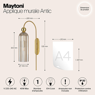 Светильник 54 см, Maytoni Antic MOD302WL-01CG, золото