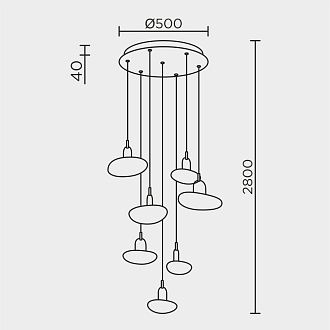 Подвесной светильник 51*51*280 см, LED 45W, 3000 / 6000K, Черный, Золото MODESTYLE MS.2326.7