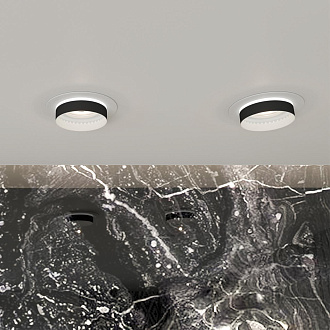 Встраиваемый светильник 10/7 см, GU10, IP44 Novotech WATER 370784 белый/черный, вр 7 см