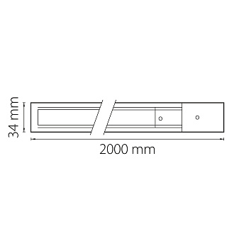 Трек двухконтактный однофазный накладной 2*3,4 см, Матовый Черный Lightstar Barra 502028