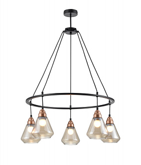 Подвесная люстра  72*95 см, 5*E27 черный, медь Vele Luce Norina VL5842P05