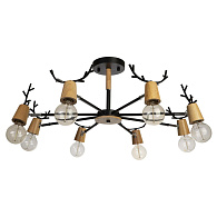 Люстра потолочная LOFT IT Sven 10024/8 Black, диаметр 85 см, черный-дерево