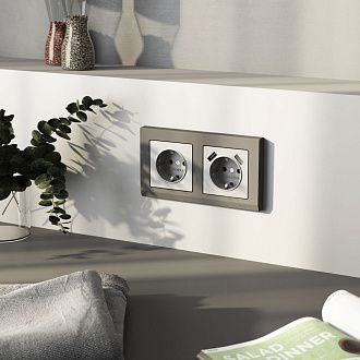 W0021864 Рамка на 2 поста Stark, графит матовый Werkel, 4690389194504