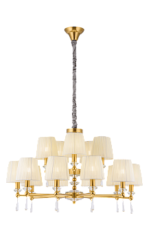 Люстра Ø890 x H500(1500), мм, 15*40W (600W), BRASS(Латунь) NewRgy 8902/10+5LT BRASS