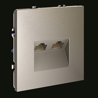 Розетка компьютерная встраиваемая Voltum S70 двойная RJ45+RJ45 кат.6, шелк пластик Soft touch VLS060204