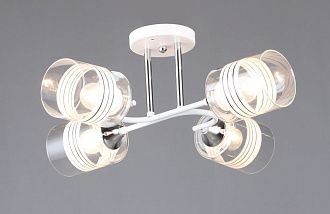 Люстра Ø510 x H195, мм, 4*40W (160W), WT+CR (Белый+Хром) Rilon 6411/4 WT+CR