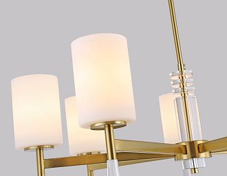 Люстра со стеклянными плафонами на штанге **59- см, 7*E27*60W, K, Ambrella Light High Light LH56263, латунь