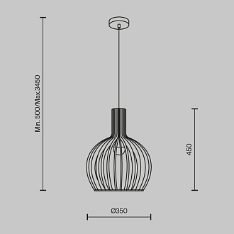Подвесной светильник  35 см, E27 1 40W, К, Черный Maytoni Roots MOD194PL-01W