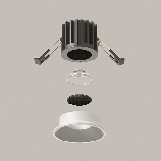Встраиваемый светильник 6*6*5,3 см, LED, 7W, 3000К, Maytoni Technical ROUND DL058-7W3K-W белый, вр 5,4 см