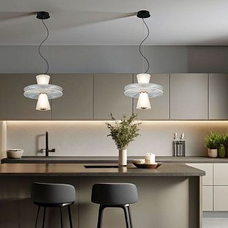 Подвесной светильник 30*30*33-133 см, LED*7W, 4000K, Eurosvet Titania 40028/1 LED, черный, a069190