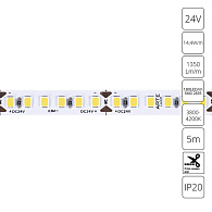 Светодиодная Лента 24V, 14,4W, 6750lm, 4000К, IP20, Arte Lamp Tape A2418008-02-4K, Белый, цена за катушку 5 метров