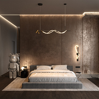 Светодиодный светильник 140 см, 42W, 3000K, Maytoni MOD166PL-L30GB3K, черный-золото