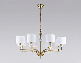 Подвесная люстра с абажурами и хрусталем **88- см, 8*E14*40W, K, Ambrella Light High Light LH71133, латунь