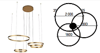 Подвесной LED светильник Intersvet Стэрия DNS2000-1600, цвет латунь (номер образца фабрики 17), диаметр 2000, 1800, 1600 мм, 4000 k, 213 w