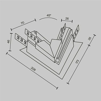Угол-соединитель 45° Exility встраиваемый под ГКЛ 12,5мм, черный 16,7*12*4,6 см, LED*W TRA034CLS-42.12B Maytoni, Черный