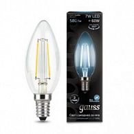 103801207 Лампа Gauss Filament Свеча 7W 580lm 4100К Е14 LED 1/10/50