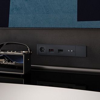 Розетка акустическая встраиваемая Voltum S70 4-местная, графит пластик Soft touch VLS060307