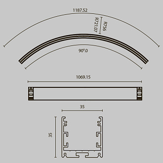 Радиусный профиль ALM-3535R-B-IN-90°-1.5M 3,5*3,5*118,75 см, Maytoni Led Strip черный