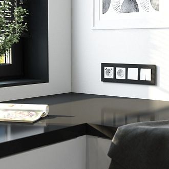 W0042908/ Рамка на 4 поста Slab (черный софт) Werkel 4690389193477