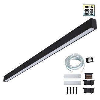 Светильник 120*4*6- см, 1*LED*40W, 3000/4000/6000K, Novotech Fatto Over 359605, черный,  линейный с переключателем цветовой температуры
