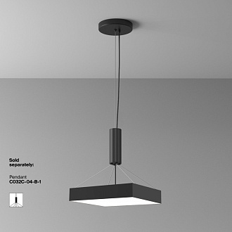 Накладной светильник 40*40*6 см, LED, 45W, 4000К, Maytoni Technical Zon C032CL-45W4K-SQ-B черный