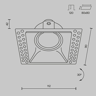 Светильник 11/8*8 см, GU10, IP20 Maytoni Technical DL042-01-SQ-W, белый, вр 8 см